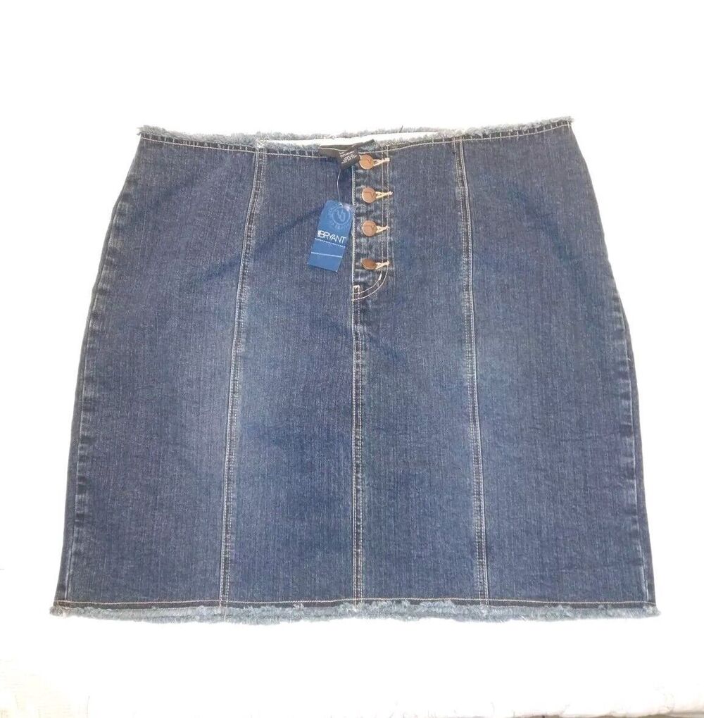 NWT Vtg Lane Bryant Venezia Y2K Plus Size Cotton Denim Mini Skirt Raw Ham S 18 - Picture 3 of 6